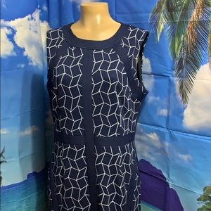 NWT Navy White dress size 14 women geometric